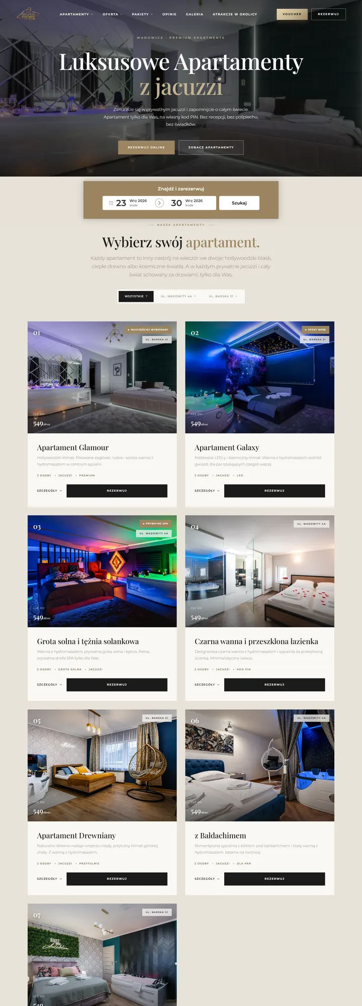 Strona Apartamenty z Jacuzzi, strona główna
